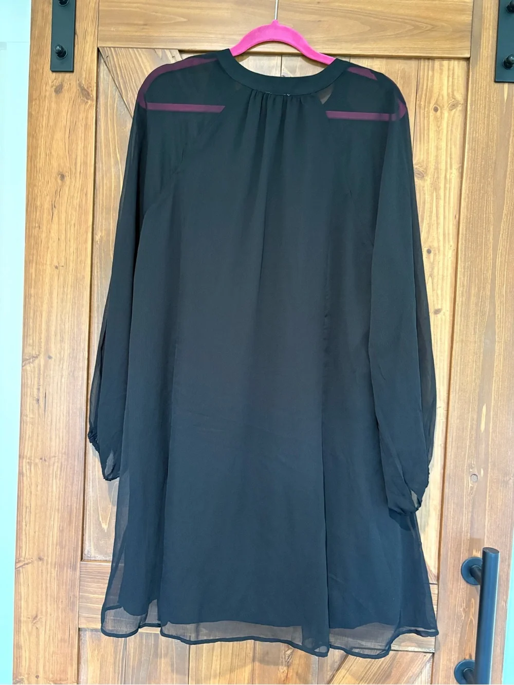 Joie Black Balloon Sleeve Button-Front Chiffon Dress